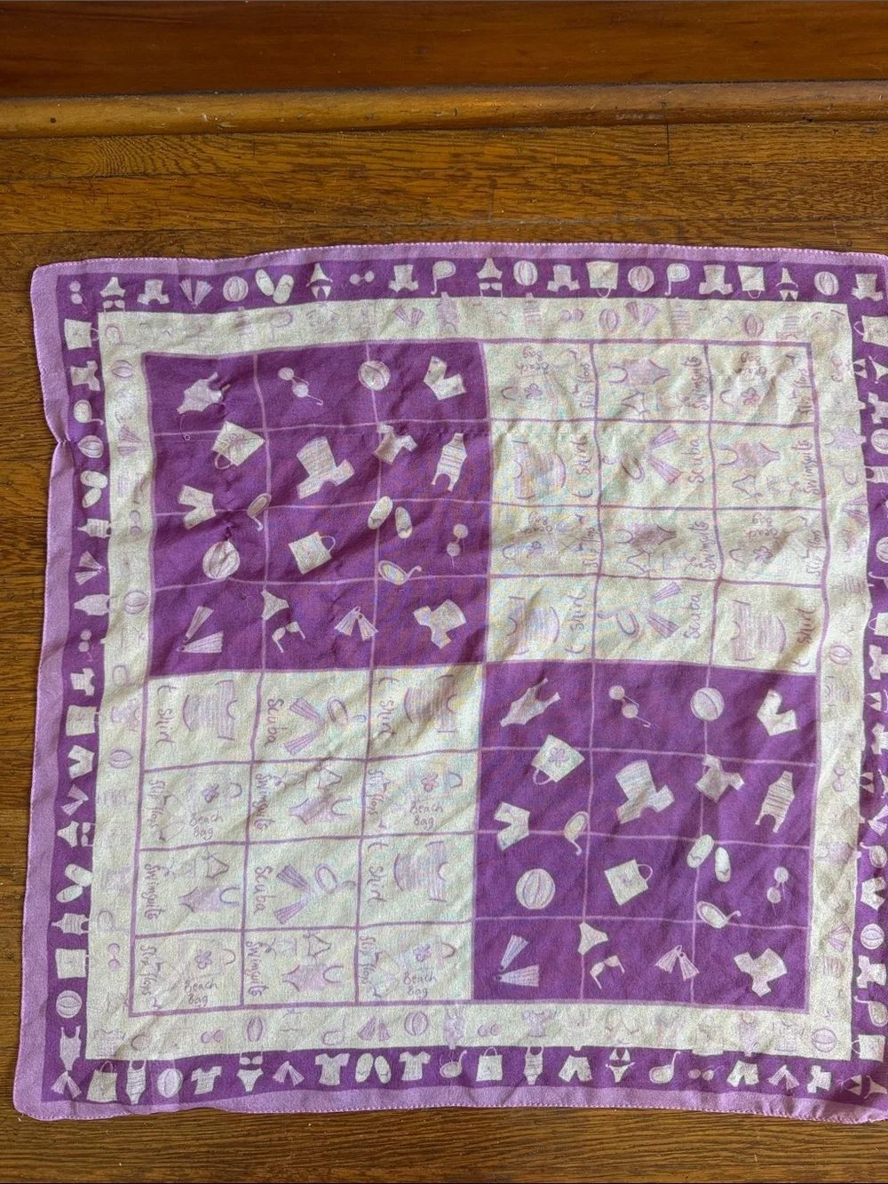 Purple and Cream Patterned Scarf - Picture 4 of 7